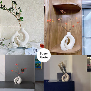 Nordic Ceramic Interlock Vase Bridal Shower Wedding Boyfriend Gift Girlfriend Pampas Grass Living Room Home Decoration acacuss