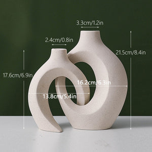 Nordic Ceramic Interlock Vase Bridal Shower Wedding Boyfriend Gift Girlfriend Pampas Grass Living Room Home Decoration acacuss