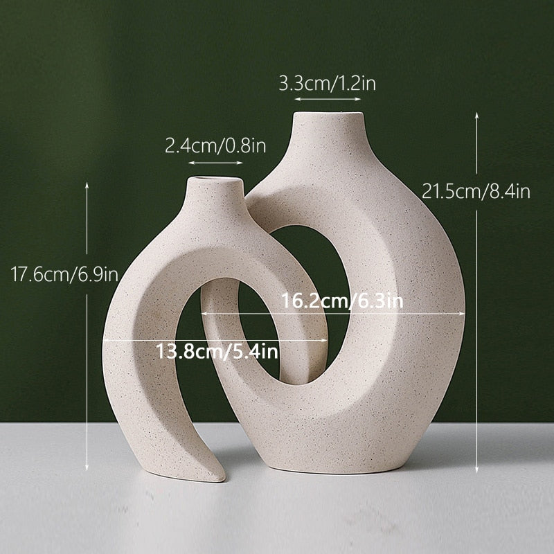 Nordic Ceramic Interlock Vase Bridal Shower Wedding Boyfriend Gift Girlfriend Pampas Grass Living Room Home Decoration acacuss