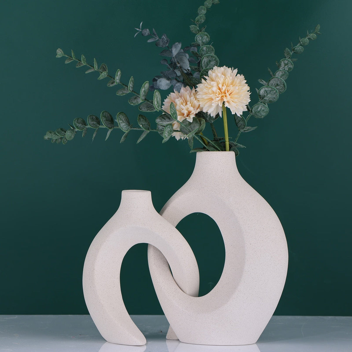 Nordic Ceramic Interlocking Vase Modern Snuggle Shape Home Decor Wedding Gift Pampas Grass Indoor Living Room Table Ornaments acacuss