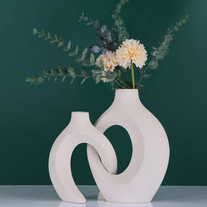 Nordic Ceramic Interlocking Vase Modern Snuggle Shape Home Decor Wedding Gift Pampas Grass Indoor Living Room Table Ornaments acacuss