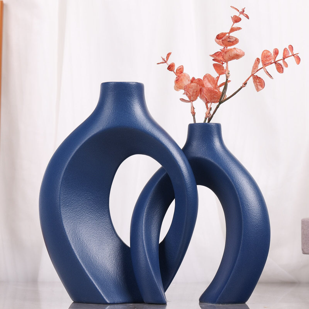Nordic Ceramic Interlocking Vase Modern Snuggle Shape Home Decor Wedding Gift Pampas Grass Indoor Living Room Table Ornaments acacuss