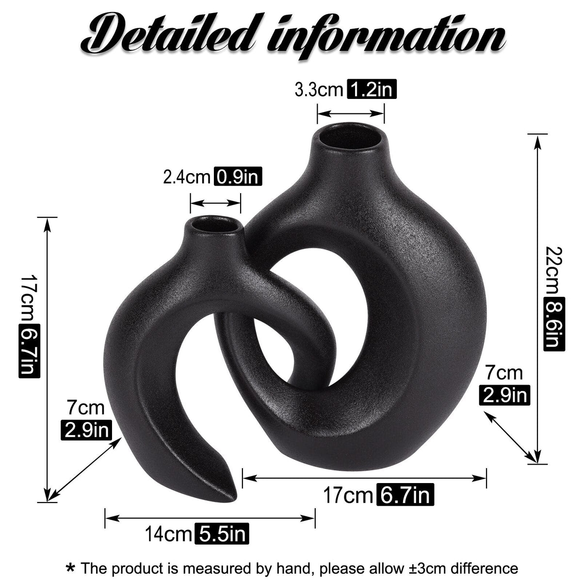Nordic Ceramic Interlocking Vase Modern Snuggle Shape Home Decor Wedding Gift Pampas Grass Indoor Living Room Table Ornaments acacuss