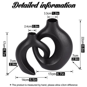 Nordic Ceramic Interlocking Vase Modern Snuggle Shape Home Decor Wedding Gift Pampas Grass Indoor Living Room Table Ornaments acacuss
