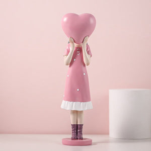 Nordic Cute Balloon Girls Figurine Resin Art Sculpture Collectible Figure Statue Crafts Living Room Desktop Home Ornament Gift acacuss
