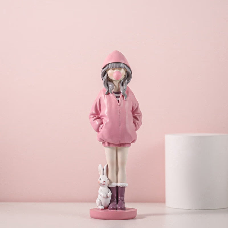 Nordic Cute Balloon Girls Figurine Resin Art Sculpture Collectible Figure Statue Crafts Living Room Desktop Home Ornament Gift acacuss