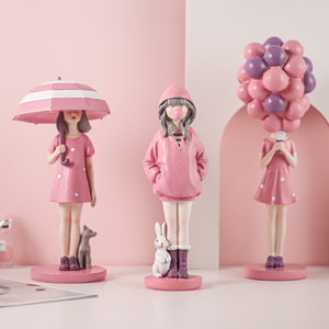 Nordic Cute Balloon Girls Figurine Resin Art Sculpture Collectible Figure Statue Crafts Living Room Desktop Home Ornament Gift acacuss