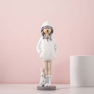 Nordic Cute Balloon Girls Figurine Resin Art Sculpture Collectible Figure Statue Crafts Living Room Desktop Home Ornament Gift acacuss