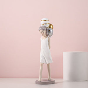 Nordic Cute Balloon Girls Figurine Resin Art Sculpture Collectible Figure Statue Crafts Living Room Desktop Home Ornament Gift acacuss