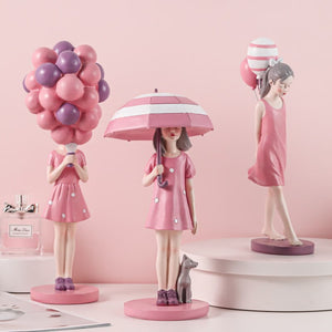 Nordic Cute Balloon Girls Figurine Resin Art Sculpture Collectible Figure Statue Crafts Living Room Desktop Home Ornament Gift acacuss