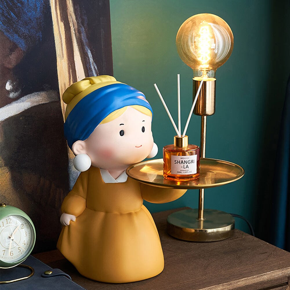 Nordic Girl Storage Tray Figurines Resin Living Room Ornaments Creative Sculpture Modern Desktop Crafts Home Statues Decoration acacuss