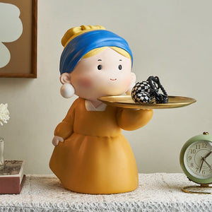 Nordic Girl Storage Tray Figurines Resin Living Room Ornaments Creative Sculpture Modern Desktop Crafts Home Statues Decoration acacuss
