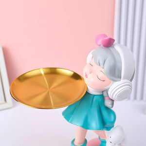 Nordic Girls Storage Statue Keys Snacks Cosmetics Storage Tray Music Dress Princess Sculpture Ornaments Craft Desktop Home Decor acacuss