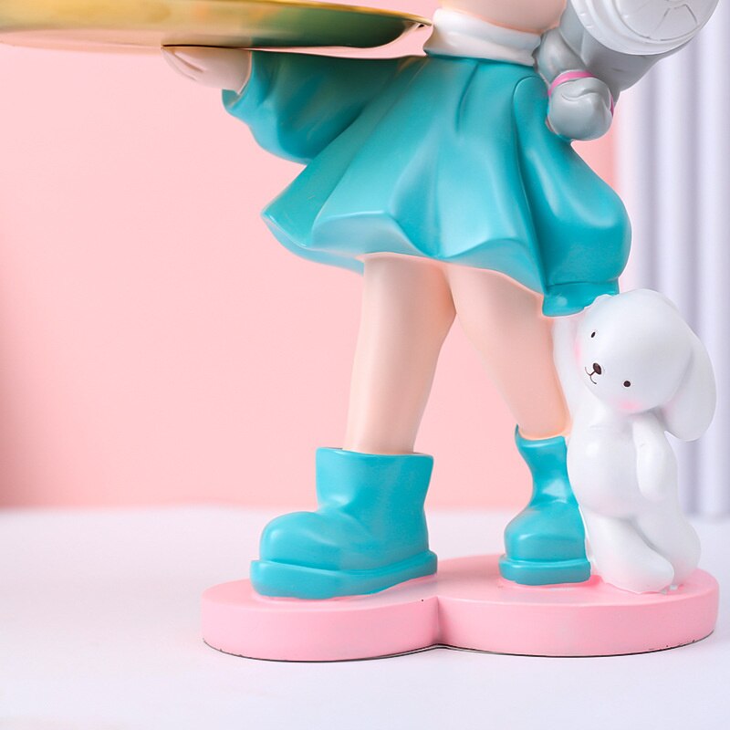 Nordic Girls Storage Statue Keys Snacks Cosmetics Storage Tray Music Dress Princess Sculpture Ornaments Craft Desktop Home Decor acacuss