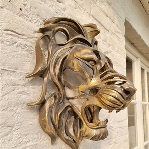 Nordic Gold Lion Wall Animal Lion Head Art Wall Luxury Decor Kitchen Wall Bedroom Indoor Resin Lion Head Wall Mounted Art acacuss