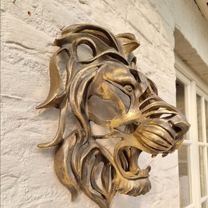 Nordic Gold Lion Wall Animal Lion Head Art Wall Luxury Decor Kitchen Wall Bedroom Indoor Resin Lion Head Wall Mounted Art acacuss
