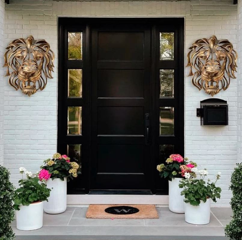 Nordic Gold Lion Wall Animal Lion Head Art Wall Luxury Decor Kitchen Wall Bedroom Indoor Resin Lion Head Wall Mounted Art acacuss