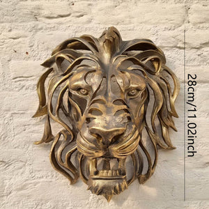Nordic Gold Lion Wall Animal Lion Head Art Wall Luxury Decor Kitchen Wall Bedroom Indoor Resin Lion Head Wall Mounted Art acacuss