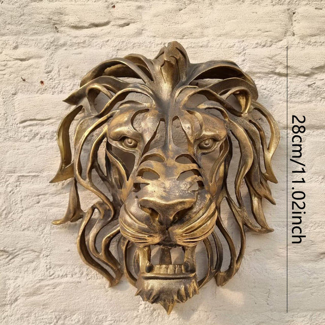 Nordic Gold Lion Wall Animal Lion Head Art Wall Luxury Decor Kitchen Wall Bedroom Indoor Resin Lion Head Wall Mounted Art acacuss