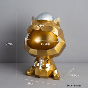 Nordic Golden Geometric Cat Sculpture Modern Decorative Key Snack Storage Abstract Animal Statue Desk Accessories Home Decor acacuss