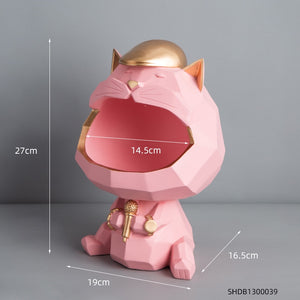 Nordic Golden Geometric Cat Sculpture Modern Decorative Key Snack Storage Abstract Animal Statue Desk Accessories Home Decor acacuss