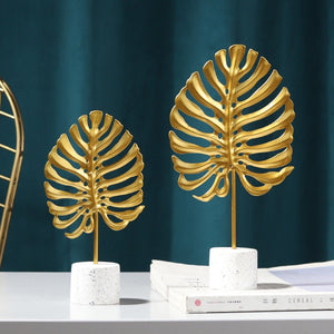 Nordic Golden Iron Botany Figurines Metal Living Room Decoration Manual Craft Home Ornaments Ginkgo Leaf Desk Accessories Decor acacuss