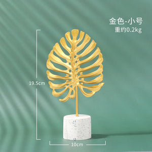 Nordic Golden Iron Botany Figurines Metal Living Room Decoration Manual Craft Home Ornaments Ginkgo Leaf Desk Accessories Decor acacuss