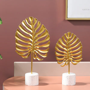 Nordic Golden Iron Botany Figurines Metal Living Room Decoration Manual Craft Home Ornaments Ginkgo Leaf Desk Accessories Decor acacuss