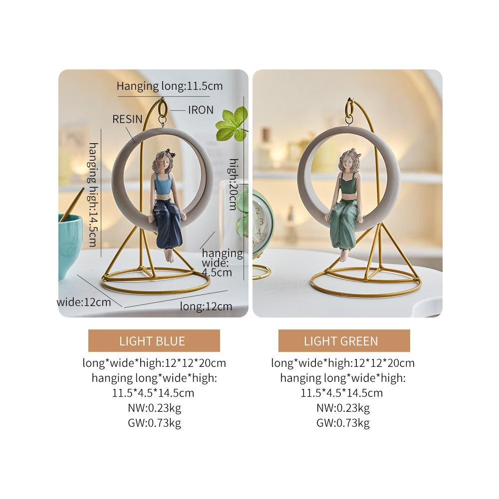 Nordic Home Decoration Modern Girl Swing Ornament Kawaii Bubble Girl Sculpture Living Room Desktop Figurine Resin Craft Gift acacuss