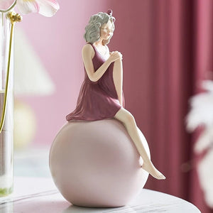 Nordic Home Decoration Modern Girl Swing Ornament Kawaii Bubble Girl Sculpture Living Room Desktop Figurine Resin Craft Gift acacuss