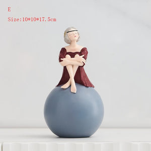 Nordic Home Decoration Modern Girl Swing Ornament Kawaii Bubble Girl Sculpture Living Room Desktop Figurine Resin Craft Gift acacuss