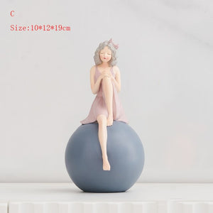Nordic Home Decoration Modern Girl Swing Ornament Kawaii Bubble Girl Sculpture Living Room Desktop Figurine Resin Craft Gift acacuss