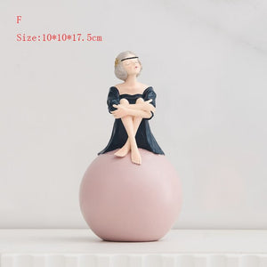 Nordic Home Decoration Modern Girl Swing Ornament Kawaii Bubble Girl Sculpture Living Room Desktop Figurine Resin Craft Gift acacuss