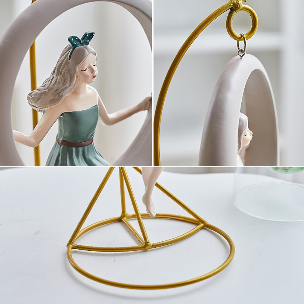 Nordic Home Decoration Modern Girl Swing Ornament Kawaii Bubble Girl Sculpture Living Room Desktop Figurine Resin Craft Gift acacuss