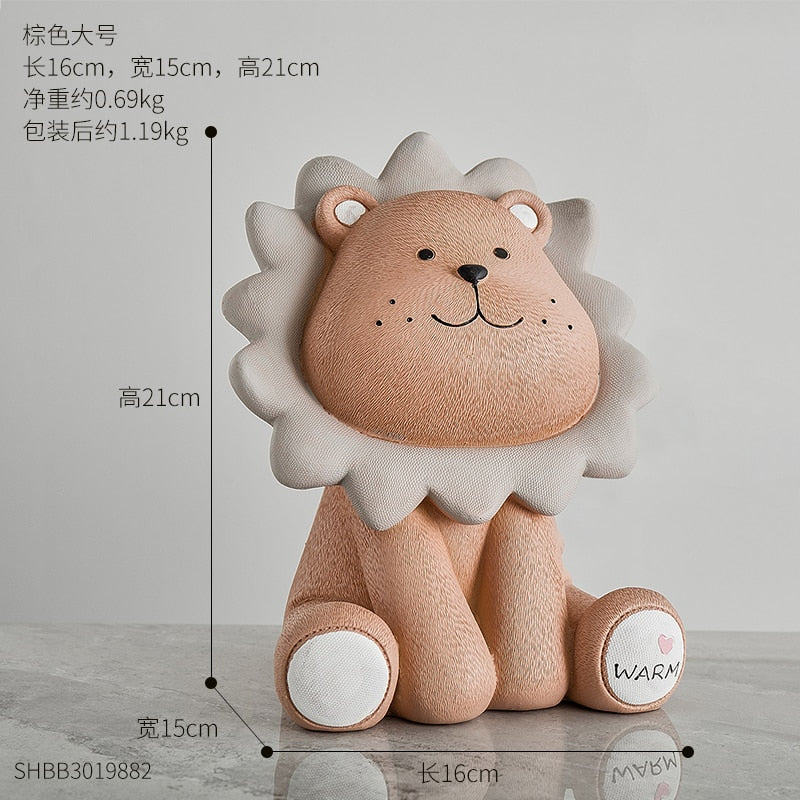 Nordic Lion Money Box Cartoon Cute Creative Coin Bank Children Child Piggy Nursery Adorable Gift Saving Animal Home Sofa Decor acacuss