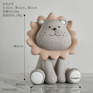 Nordic Lion Money Box Cartoon Cute Creative Coin Bank Children Child Piggy Nursery Adorable Gift Saving Animal Home Sofa Decor acacuss