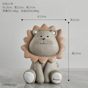 Nordic Lion Money Box Cartoon Cute Creative Coin Bank Children Child Piggy Nursery Adorable Gift Saving Animal Home Sofa Decor acacuss