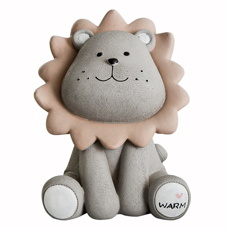 Nordic Lion Money Box Cartoon Cute Creative Coin Bank Children Child Piggy Nursery Adorable Gift Saving Animal Home Sofa Decor acacuss