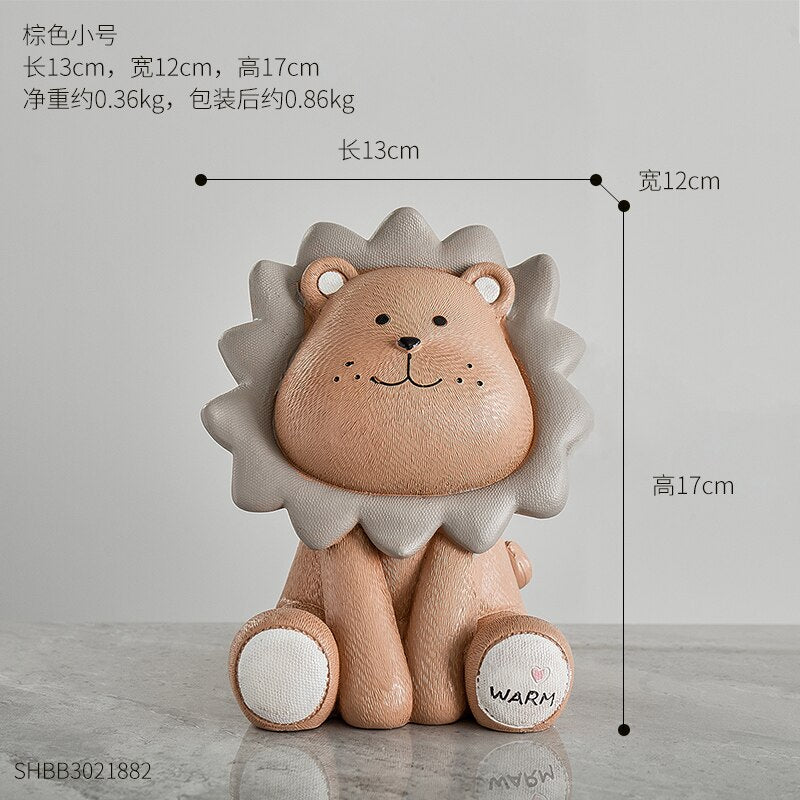 Nordic Lion Money Box Cartoon Cute Creative Coin Bank Children Child Piggy Nursery Adorable Gift Saving Animal Home Sofa Decor acacuss