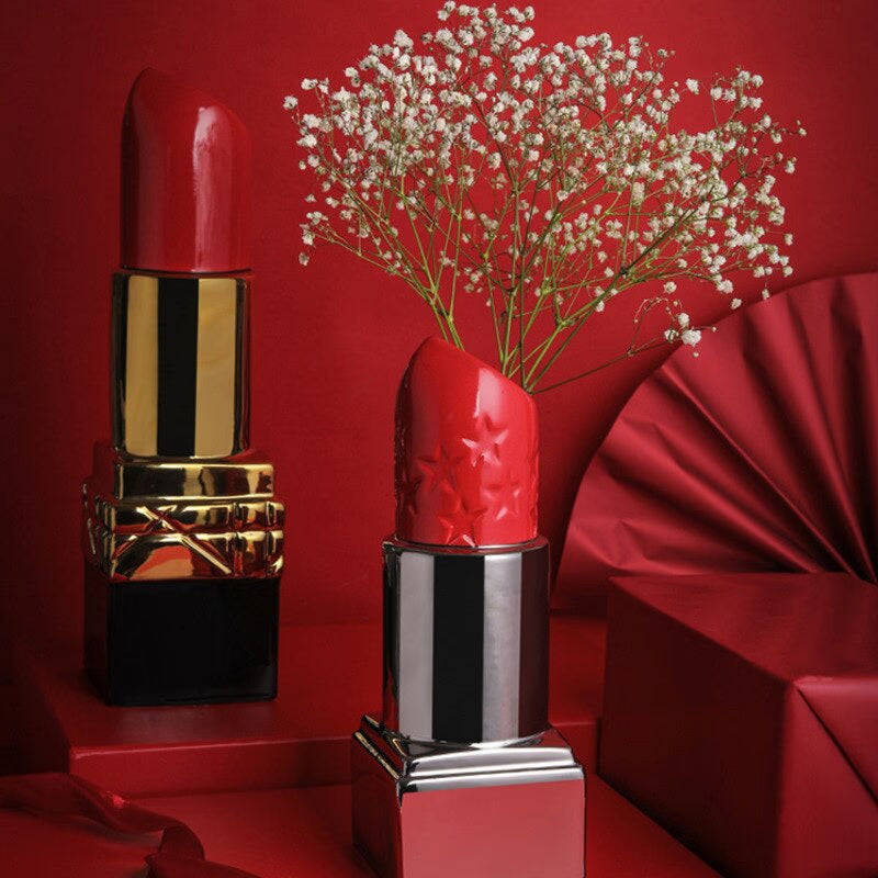 Nordic Lipstick Ceramic Vase Dried Flower Flower Arrangement Modern Luxury Flower Vase Office Home Interior Decor Accessories acacuss