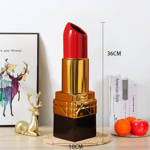 Nordic Lipstick Ceramic Vase Dried Flower Flower Arrangement Modern Luxury Flower Vase Office Home Interior Decor Accessories acacuss