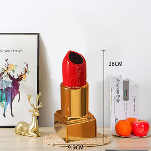 Nordic Lipstick Ceramic Vase Dried Flower Flower Arrangement Modern Luxury Flower Vase Office Home Interior Decor Accessories acacuss