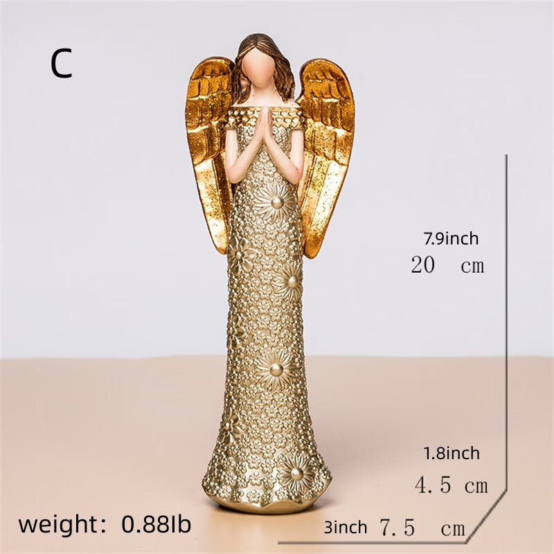Nordic Love Angel Statue Golden Resin Blessing Angel Sculpture Desktop Porch Decoration Artifact Figure Ornament acacuss