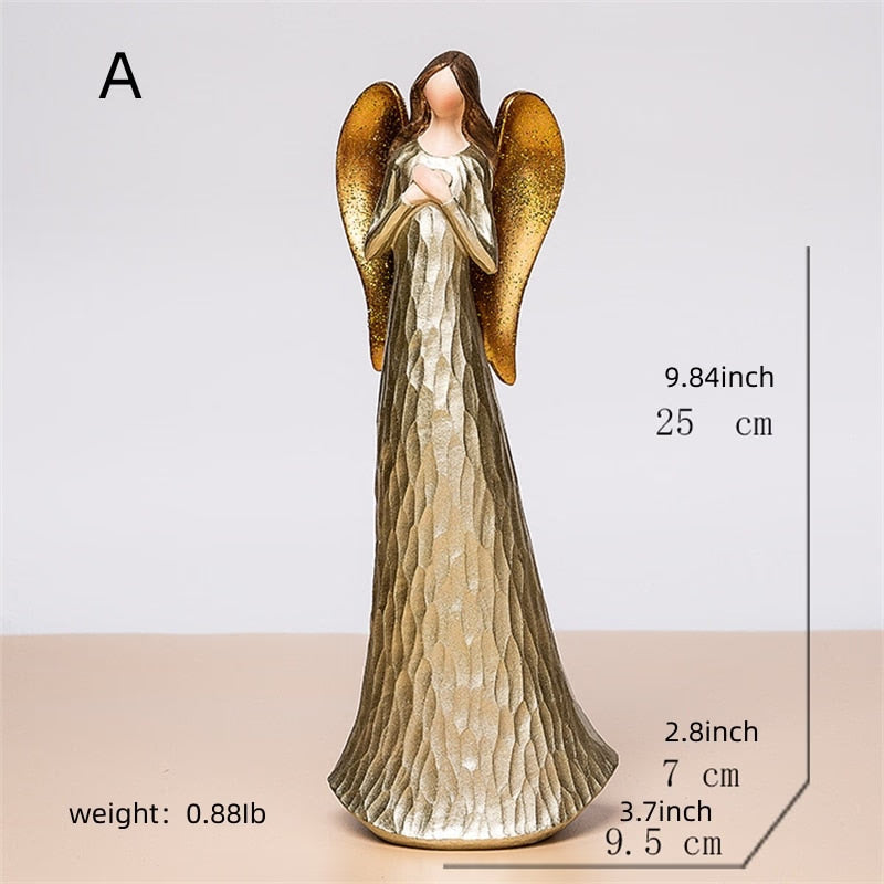 Nordic Love Angel Statue Golden Resin Blessing Angel Sculpture Desktop Porch Decoration Artifact Figure Ornament acacuss