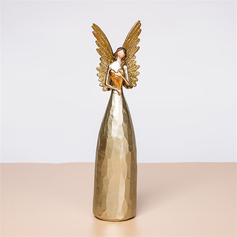 Nordic Love Angel Statue Golden Resin Blessing Angel Sculpture Desktop Porch Decoration Artifact Figure Ornament acacuss