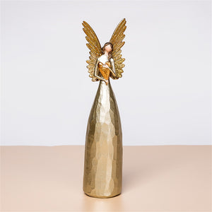 Nordic Love Angel Statue Golden Resin Blessing Angel Sculpture Desktop Porch Decoration Artifact Figure Ornament acacuss