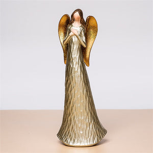 Nordic Love Angel Statue Golden Resin Blessing Angel Sculpture Desktop Porch Decoration Artifact Figure Ornament acacuss