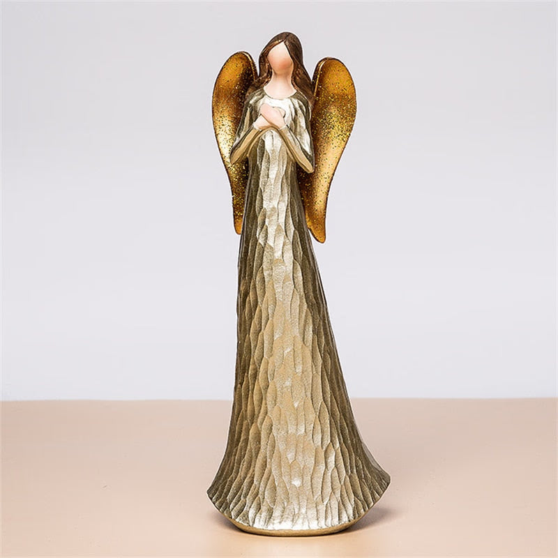 Nordic Love Angel Statue Golden Resin Blessing Angel Sculpture Desktop Porch Decoration Artifact Figure Ornament acacuss