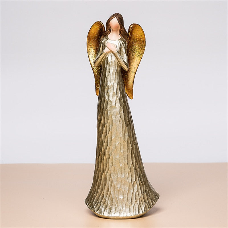 Nordic Love Angel Statue Golden Resin Blessing Angel Sculpture Desktop Porch Decoration Artifact Figure Ornament acacuss
