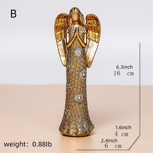 Nordic Love Angel Statue Golden Resin Blessing Angel Sculpture Desktop Porch Decoration Artifact Figure Ornament acacuss